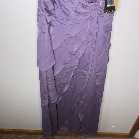 Ignite Evenings by Carol Lin Rouched Beaded Tier Dress nwt - Picture 4 of 10